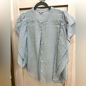 Three blue and white shirts, various brands